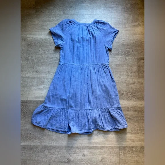 Pact Organic Cotton Gauze Throw And Go Blue Dress Size XS Bohemian Beach Coastal - Picture 8 of 8